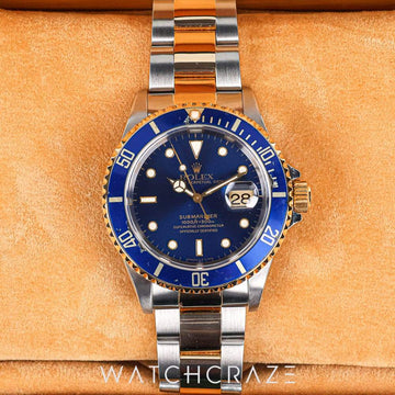 ROLEX SUBMARINER TWO TONE YELLOW GOLD AND STEEL BLUE DIAL "BLUESY" 40MM 11613LB