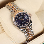 2021 ROLEX LADIES DATEJUST TWO TONE ROSE GOLD AND STEEL PURPLE DIAL DIAMOND MARKERS 28MM 279171