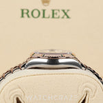 2021 ROLEX LADIES DATEJUST TWO TONE ROSE GOLD AND STEEL PURPLE DIAL DIAMOND MARKERS 28MM 279171