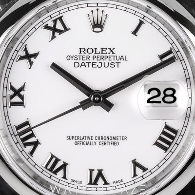 2006 ROLEX DATEJUST ROMAN WHITE DIAL 36MM 116200