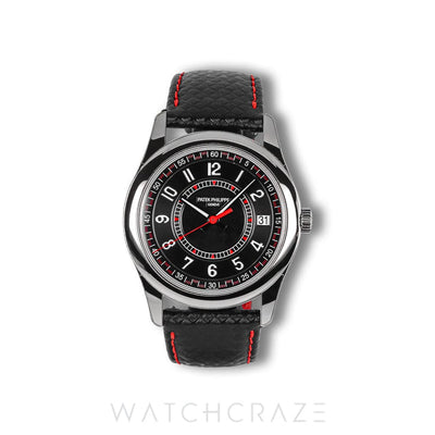 2026 PATEK PHILIPPE CALATRAVA DATE RED CARBON MOTIF WHITE GOLD CASE 40MM 6007G-010