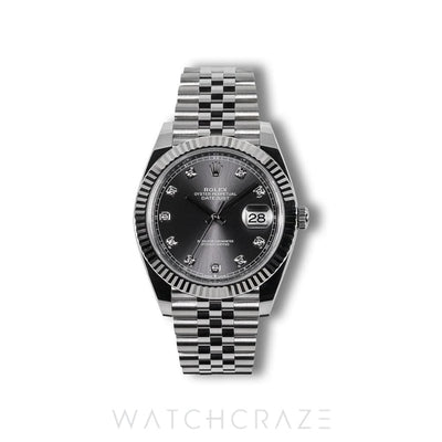 2025 ROLEX DATEJUST RHODIUM DIAL DIAMOND MARKERS 41MM 126334