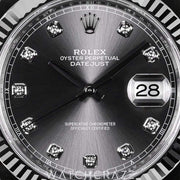2025 ROLEX DATEJUST RHODIUM DIAL DIAMOND MARKERS 41MM 126334