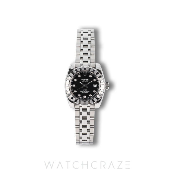 2023 TUDOR CLASSIC LADIES DIAMOND MARKERS BLACK DIAL 28MM 22010