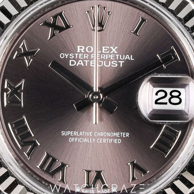 2025 ROLEX DATEJUST RHODIUM GREY ROMAN DIAL 28MM 279174