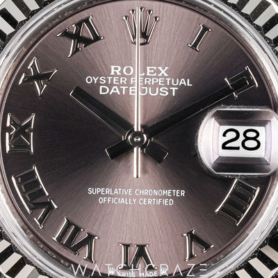 2025 ROLEX DATEJUST RHODIUM GREY ROMAN NUMBER DIAL 28MM 279174