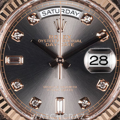 2024 ROLEX DAYDATE ROSE GOLD DIAMONDS SLATE DIAL 36MM 128235