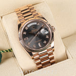 2024 ROLEX DAYDATE ROSE GOLD DIAMONDS SLATE DIAL 36MM 128235