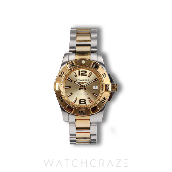 2011 LONGINES HYDROCONQUEST TWO TONE GOLD AND STEEL 30MM L3.247.3.36.7