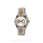 ROLEX LADIES DATEJUST TWO TONE YELLOW GOLD AND STEEL SILVER STAR DIAMOND DIAL 28MM 279173