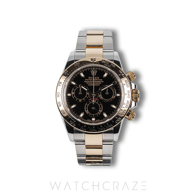 2020 ROLEX DAYTONA TWO TONE YELLOW GOLD AND STEEL BLACK DIAL 40MM 116503