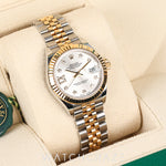 ROLEX LADIES DATEJUST TWO TONE YELLOW GOLD AND STEEL SILVER STAR DIAMOND DIAL 28MM 279173