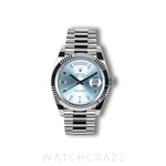 2026 ROLEX DAY-DATE PLATINUM ICE BLUE BAGUETTE DIAL 40MM 228236