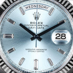 2026 ROLEX DAY-DATE PLATINUM ICE BLUE BAGUETTE DIAL 40MM 228236