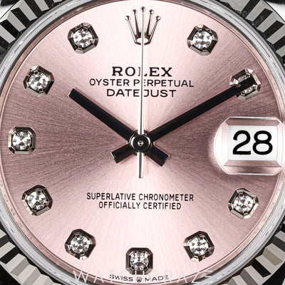 2026 ROLEX DATEJUST JUBILEE PINK DIAL DIAMOND MARKERS 31MM 278274