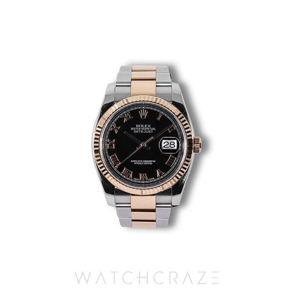 2015 ROLEX DATEJUST ROMAN BLACK DIAL 36MM 116231