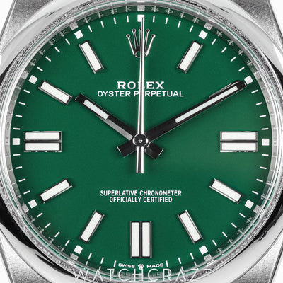 2021 ROLEX OYSTER PERPETUAL GREEN DIAL 41MM 124300