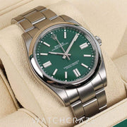 2024 ROLEX OYSTER PERPETUAL STAINLESS STEEL GREEN DIAL 41MM 124300