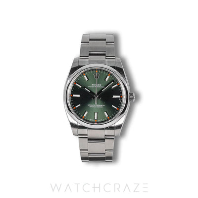 2018 ROLEX OYSTER PERPETUAL OLIVE DIAL 34MM 114200