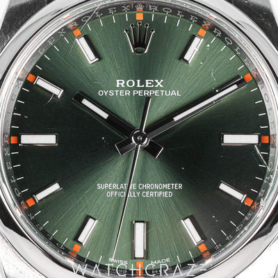 2018 ROLEX OYSTER PERPETUAL OLIVE DIAL 34MM 114200