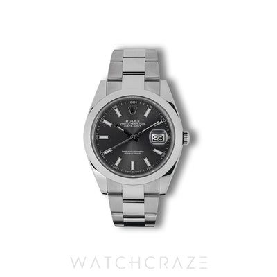 2022 ROLEX DATEJUST SMOOTH BEZEL RHODIUM DIAL 41MM 126300