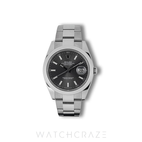 2022 ROLEX DATEJUST SMOOTH BEZEL RHODIUM DIAL 41MM 126300