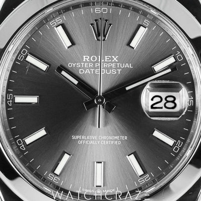 2022 ROLEX DATEJUST SMOOTH BEZEL RHODIUM DIAL 41MM 126300