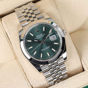 2022 ROLEX DATEJUST 41MM MINT GREEN DIAL SMOOTH BEZEL 126300