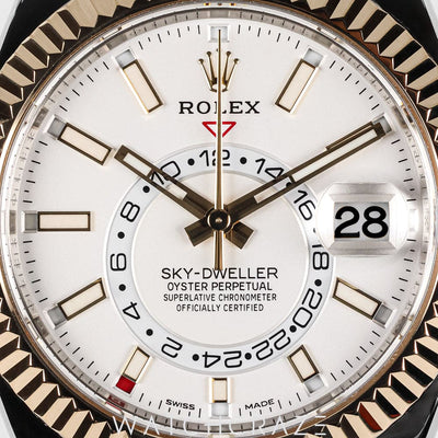 2019 ROLEX SKY-DWELLER TWO TONE WHITE DIAL 42MM 326933
