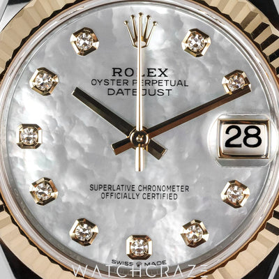 ROLEX DATEJUST MOTHER OF PEARL TWO TONE YELLOW GOLD AND STEEL 31MM 278273 MOP