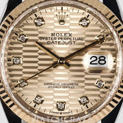 2023 ROLEX DATEJUST TWO TONE YELLOW GOLD AND STEEL MOTIF DIAL 36MM 126233