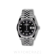 2023 ROLEX DATEJUST BLACK DIAL DIAMOND MARKERS 36MM 126234