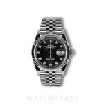 2023 ROLEX DATEJUST BLACK DIAL DIAMOND MARKERS 36MM 126234