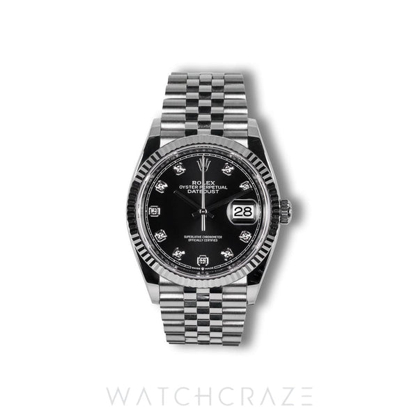 2023 ROLEX DATEJUST BLACK DIAL DIAMOND MARKERS 36MM 126234
