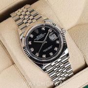 2023 ROLEX DATEJUST BLACK DIAL DIAMOND MARKERS 36MM 126234