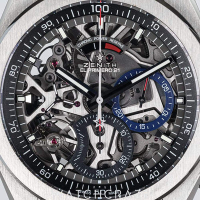 2021 ZENITH DEFY EL PRIMERO 21 TITANIUM SKELETON DIAL 44MM 95.9000.9004/78.M9000