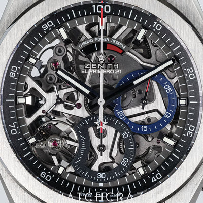 2021 ZENITH DEFY EL PRIMERO 21 TITANIUM SKELETON DIAL 44MM 95.9000.9004/78.M9000