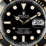 2014 ROLEX SUBMARINER DATE TWO TONE YELLOW GOLD AND STEEL BLACK DIAL 