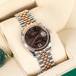 2024 ROLEX DATEJUST TWO TONE ROSE GOLD AND STEEL CHOCOLATE DIAL 31MM 278271