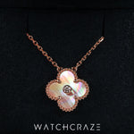 2025 VAN CLEEF & ARPELS HOLIDAY LIMITED EDITION ROSE GOLD PINK MOTHER OF PEARL PENDANT