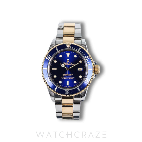 ROLEX SUBMARINER TWO TONE YELLOW GOLD AND STEEL BLUE DIAL 40MM 16613