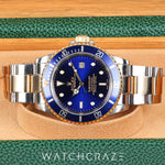 ROLEX SUBMARINER TWO TONE YELLOW GOLD AND STEEL BLUE DIAL 40MM 16613