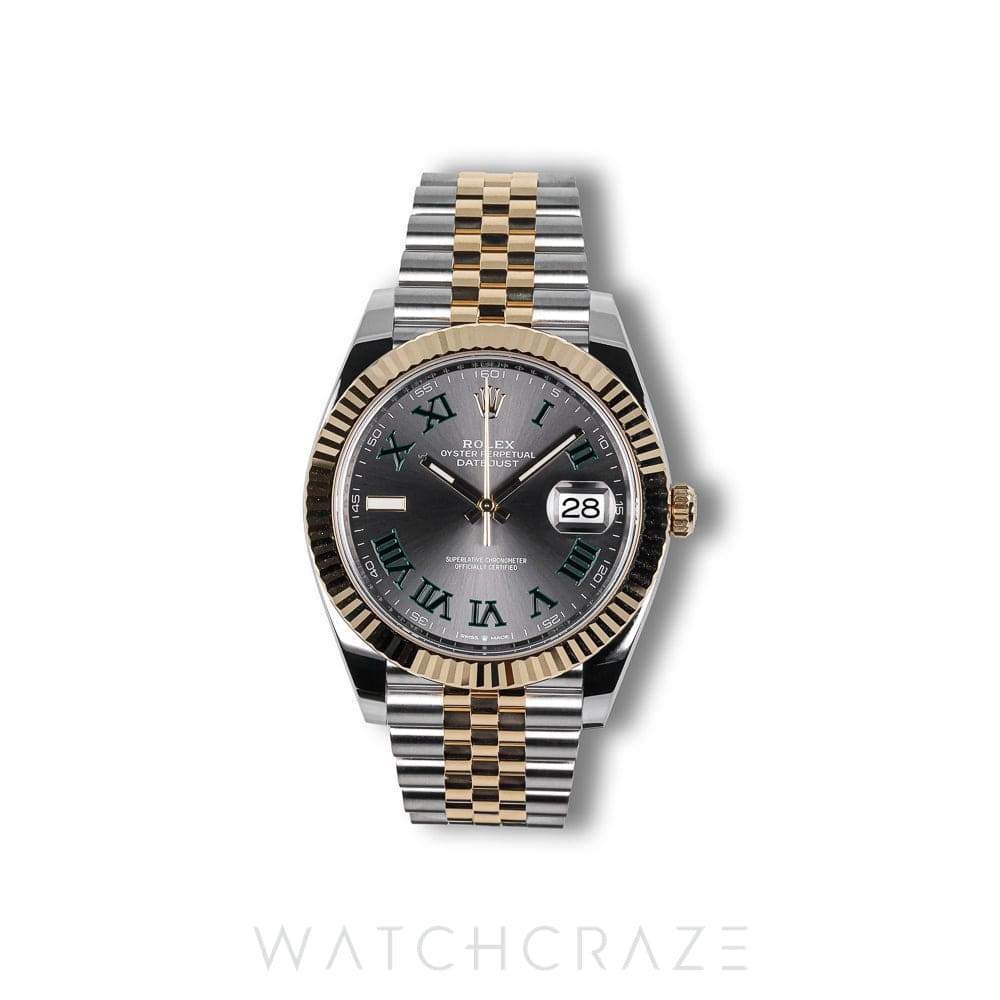 2025 ROLEX DATEJUST TWO TONE YELLOW GOLD AND STEEL WIMBLEDON DIAL 41MM 126333