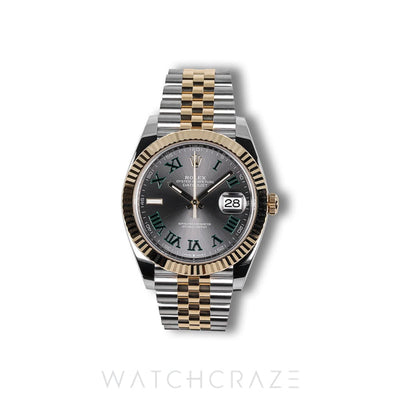 2025 ROLEX DATEJUST TWO TONE YELLOW GOLD AND STEEL WIMBLEDON DIAL 41MM 126333