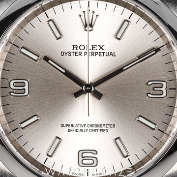 2013 ROLEX OYSTER PERPETUAL DISCONTINUED SILVER DIAL 116000 (SERVICE BY ROLEX 2026)