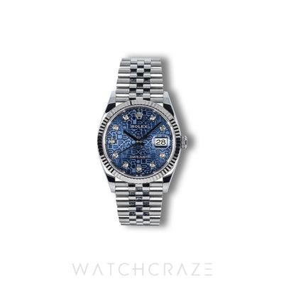2022 ROLEX DATEJUST BLUE DIAL DIAMOND MARKERS 36MM 126234