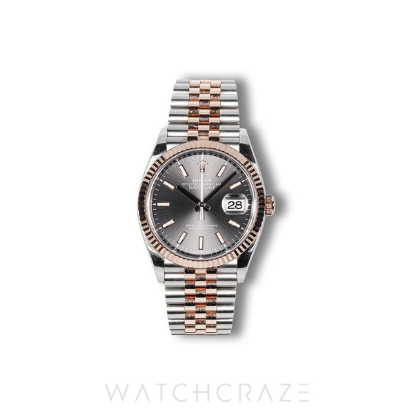 2025 ROLEX DATEJUST TWO TONE ROSE GOLD RHODIUM DIAL 36MM 126231