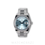 2022 ROLEX DAY DATE PLATINUM ICE BLUE DIAL BAGUETTES 40MM 228396TBR