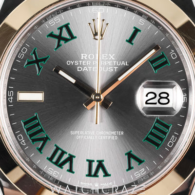 2023 ROLEX DATEJUST TWO TONE YELLOW GOLD AND STEEL GREY DIAL SMOOTH BEZEL OYSTER 41MM 126303