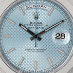2021 ROLEX DAYDATE PLATINIUM ICE BLUE SMOOTH BAZEL 40MM 228206A